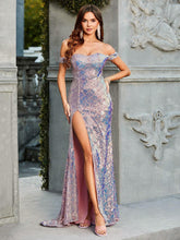 Double Crazy Women's Sexy One-Shoulder High Slit Maxi Dress
